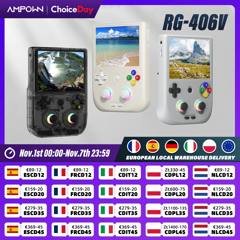 ANBERNIC – Console de jeu portable RG406V, écran tactile IPS de 4 pouces, ventilateur haute vitesse Android 13, 6nm, Unisoc T820, Joystick RGB, sortie 1080 DP