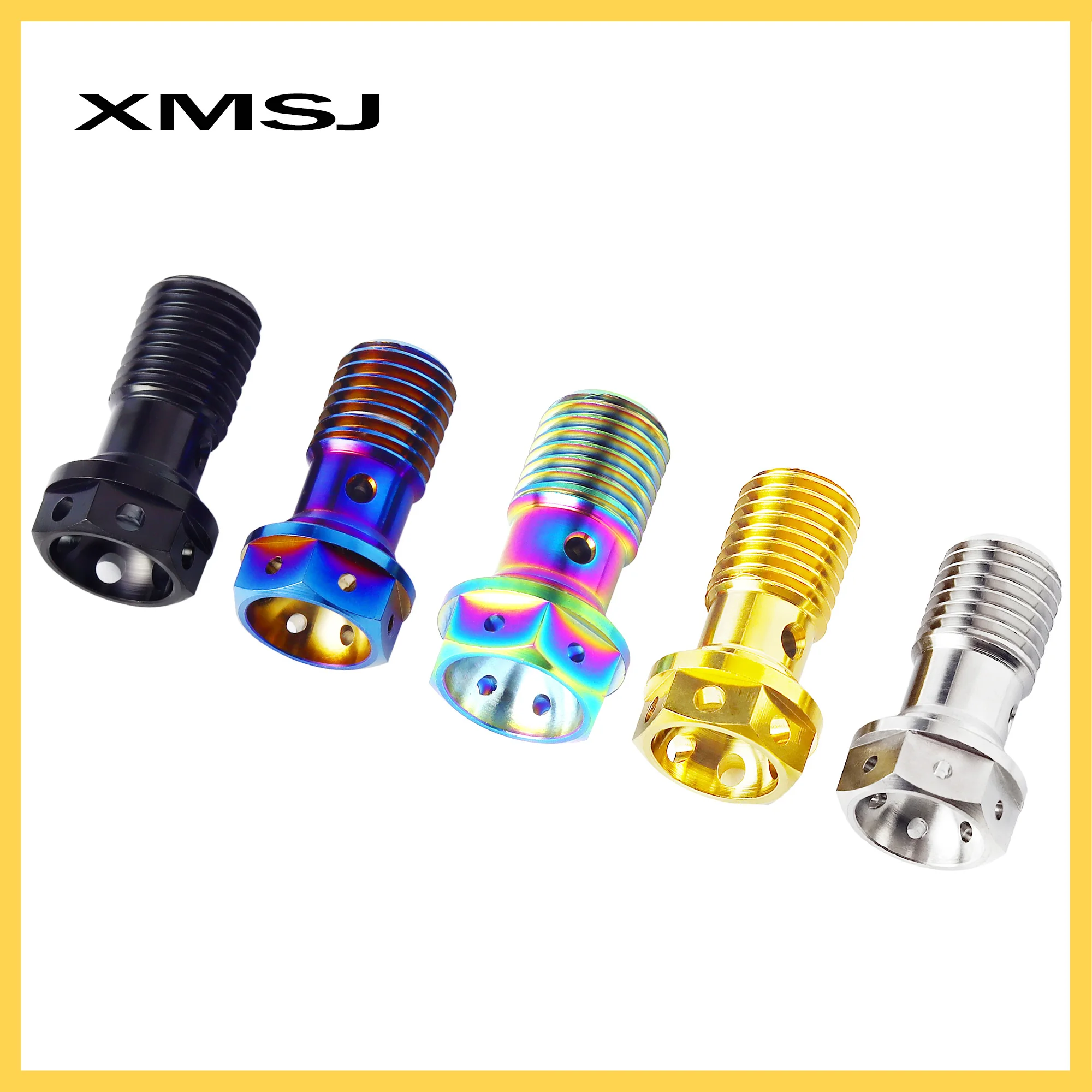 XMSJ M10 Titanium Motorcycle Banjo Bolt Brake Hose Screw Bleed Nipple Caliper Oil Drain Screw Single Hole Clutch Line Fastener