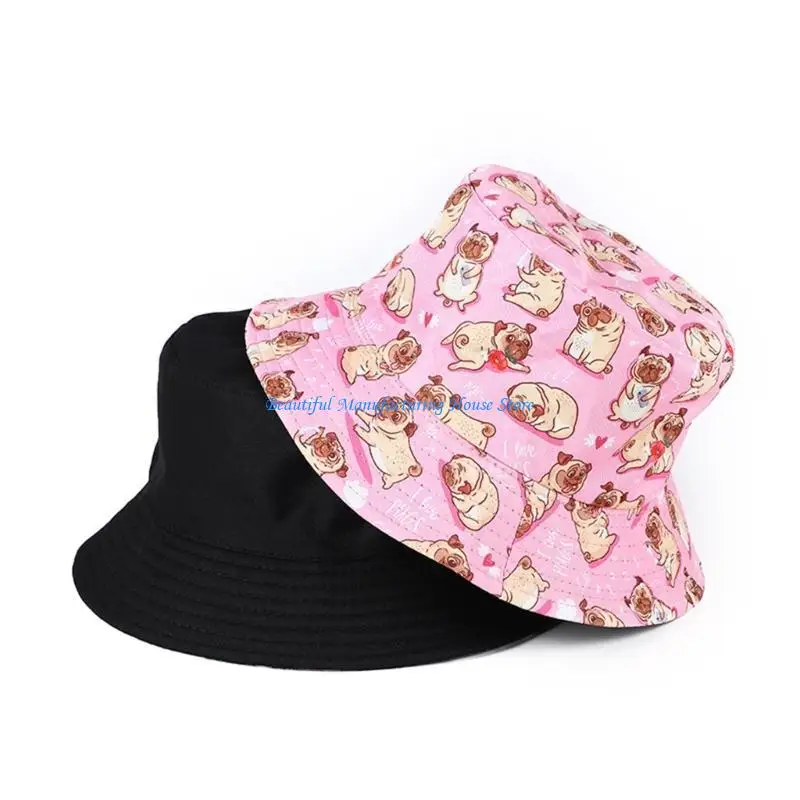 

E56A Bucket Hat Casual Wear Colorful Headwear Sunshade Reversible Fisherman Hat