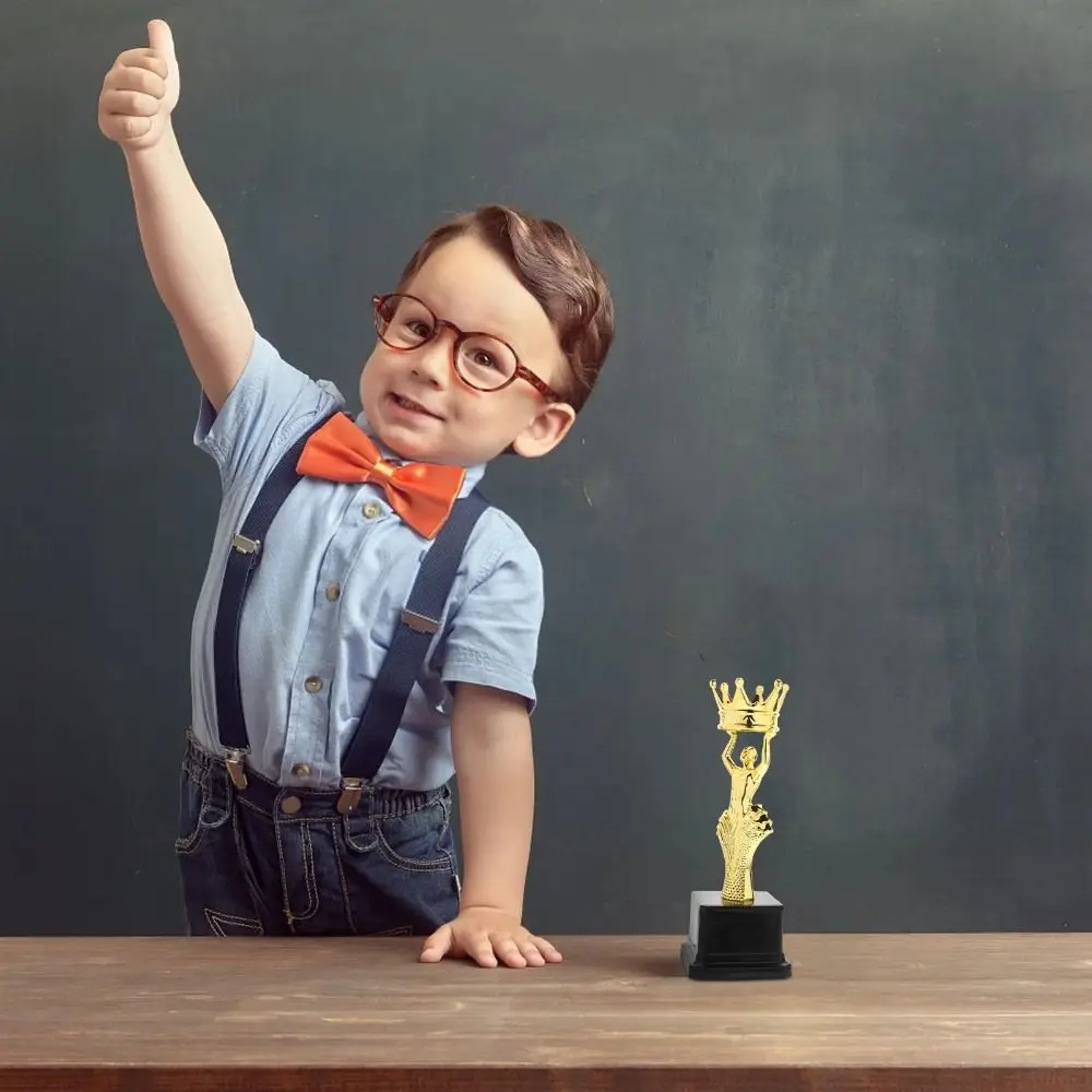 Golden Award Trophy Plastic Football Reward Prize Cup Singing Dancing Competition School Rewarding Supply Small Gold Statue