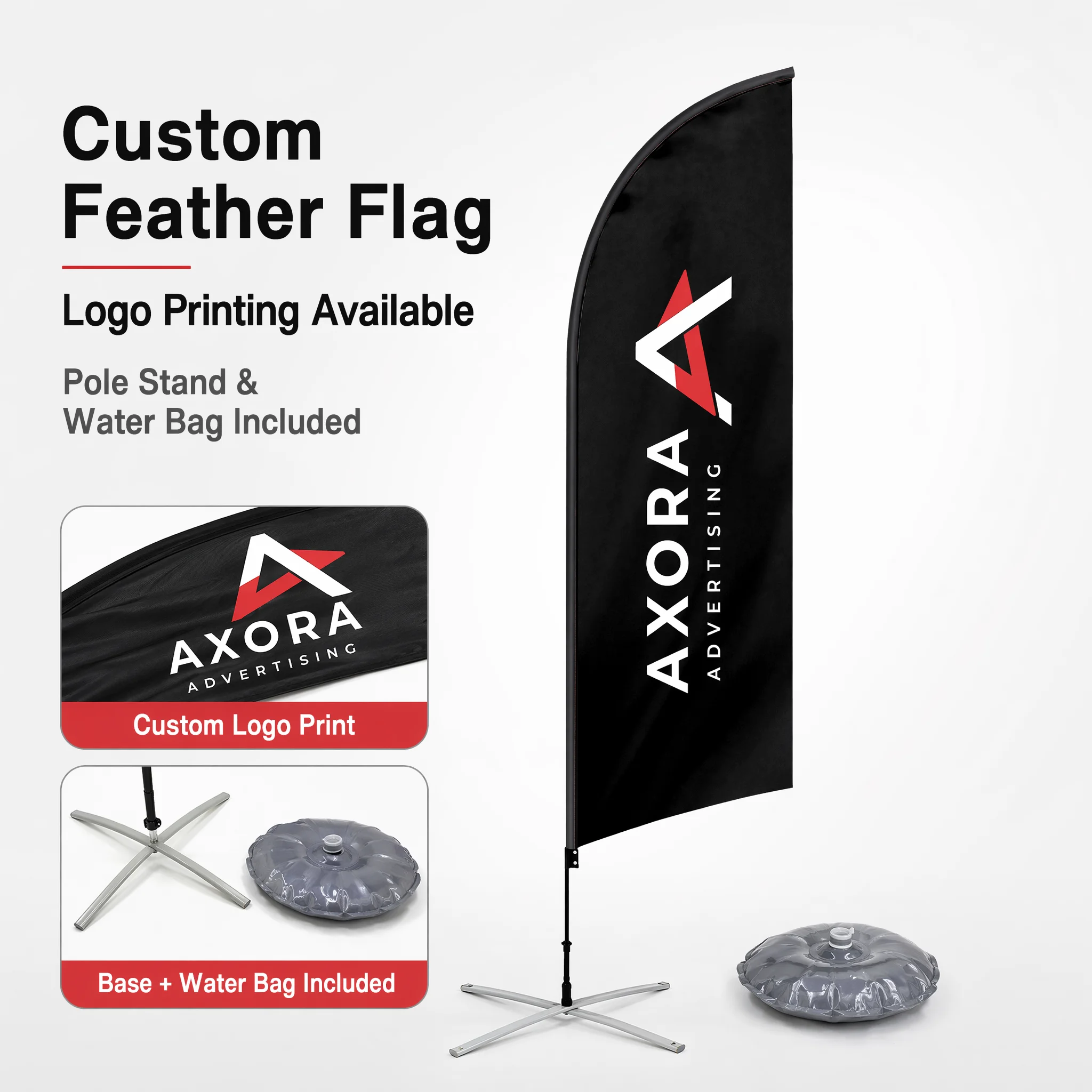 Customized feather flags, with flagpole, base and water bag, suitable for commercial exhibitions and store promotion activities