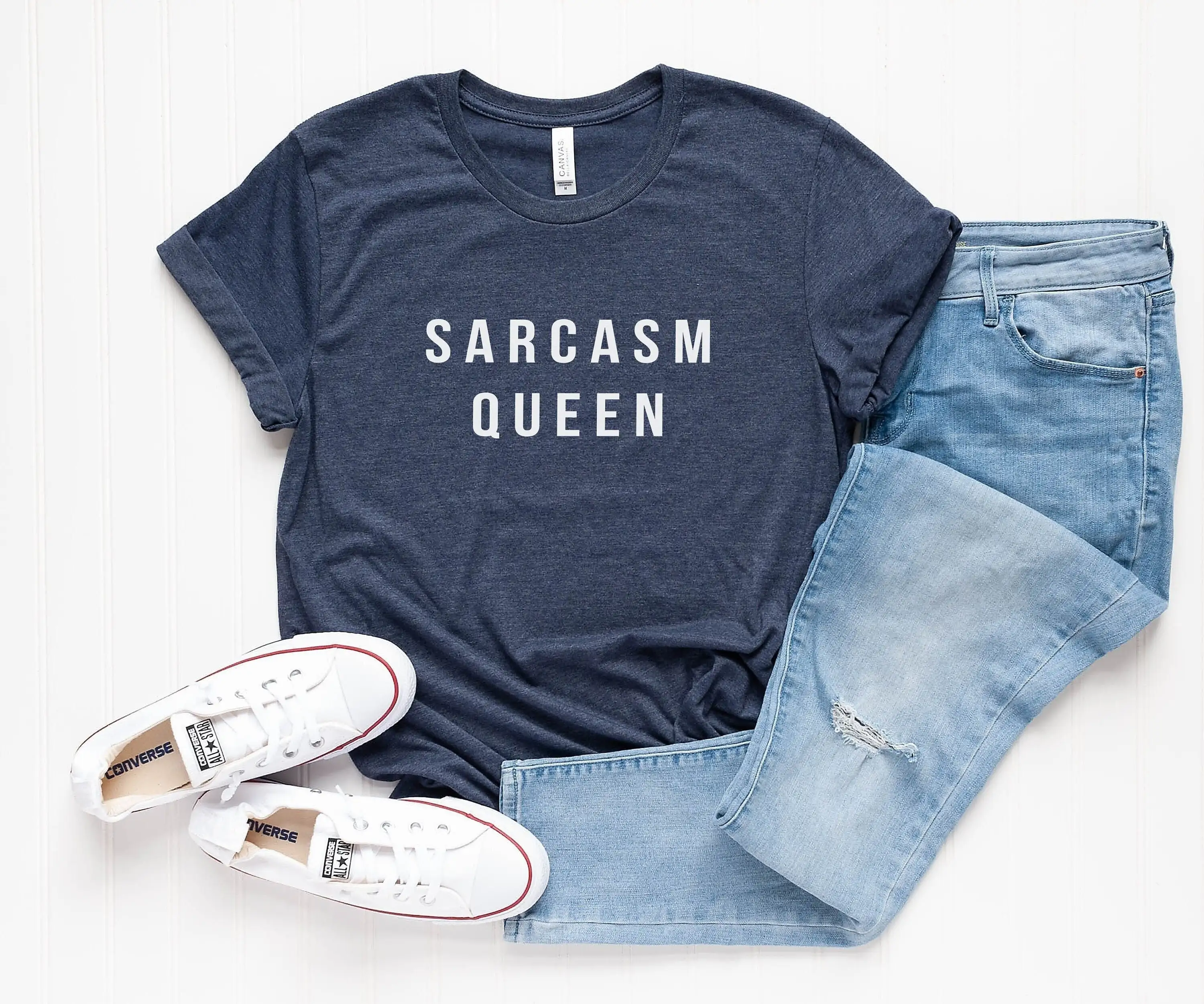 Sarcasm Queen Funny Ladies T Shirt Quote For Women Graphic Tee Trendy Aesthetic Shirts