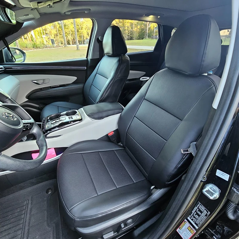 Maßgefertigte Autositzbezüge Zubehör für 5 Sitze Speziell für Hyundai Ix35 Tucson Santa Fe Komplettset Hochwertiges Leder – Detail 13