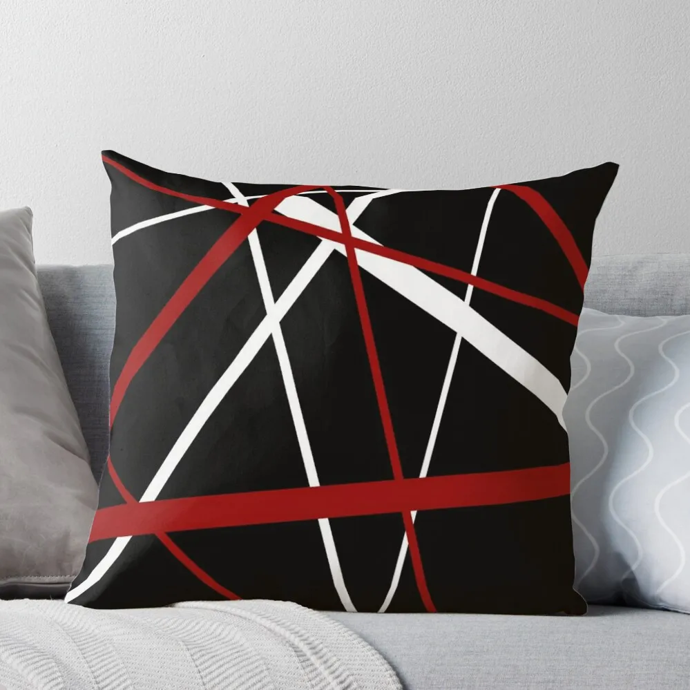 

Red and White Strips Against A Black Background Throw Pillow Custom Cushion Room decorating items