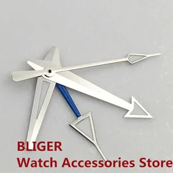 BLIGER Silver Watch Hands Red Blue Green GMT Pointers Fit NH34 Movement Green Luminous 4 PCS