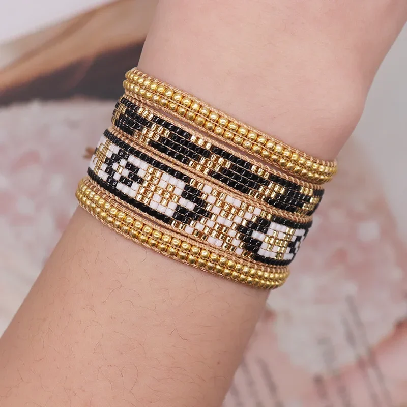 Beaded bracelet Geometry Arrow Originality Design Hand knitting Bohemia Adjustable  Simple Female Rice bead bracelet set