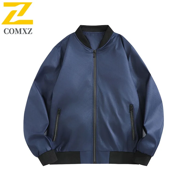 COMXZ أنيق Chaqueta البيسبول طوق الكورية نمط الحد الأدنى التخييم السفر سترة اسكواش وسيم في الهواء الطلق معطف ملابس رجالي