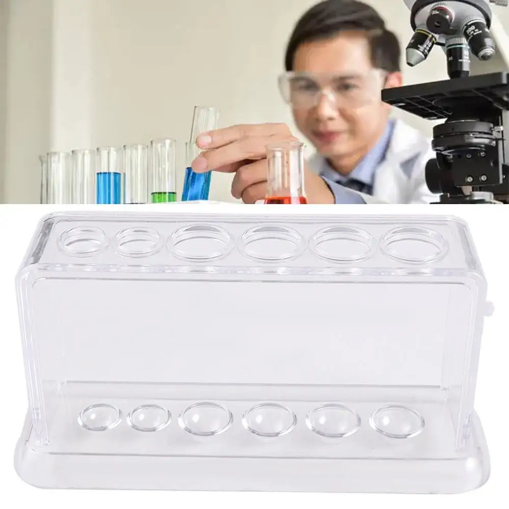 

Educational School Supply Plastic 6 Holes Clear Transparent Test Tube Rack Burette Shelf Test Tube Holder Test Tube Stand