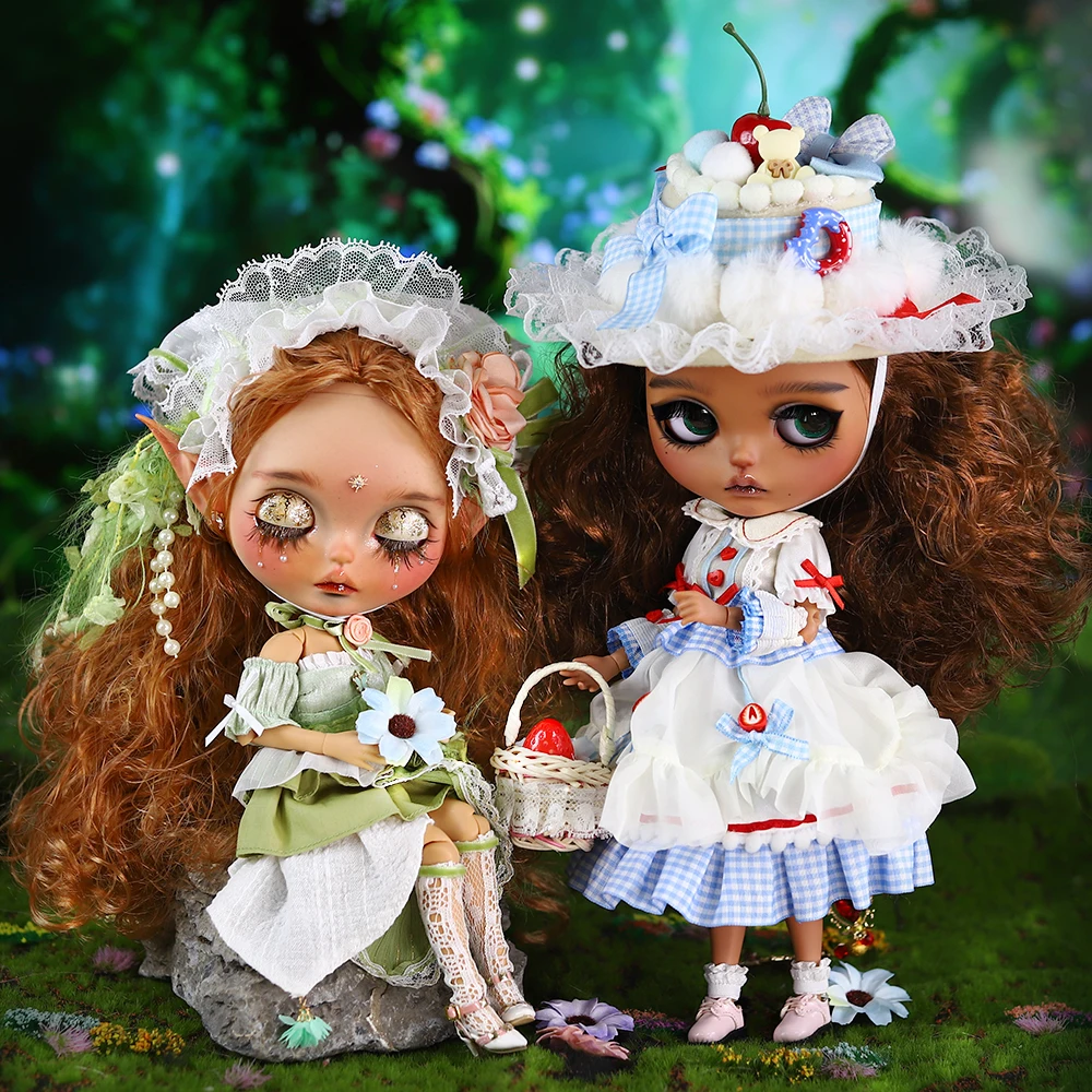 

Zazzy Cat & Lost Fairy Ooak ICY DBS Blyth Doll Carved Lips Matte Face 1/6 BJD Azone S Anime Girlst