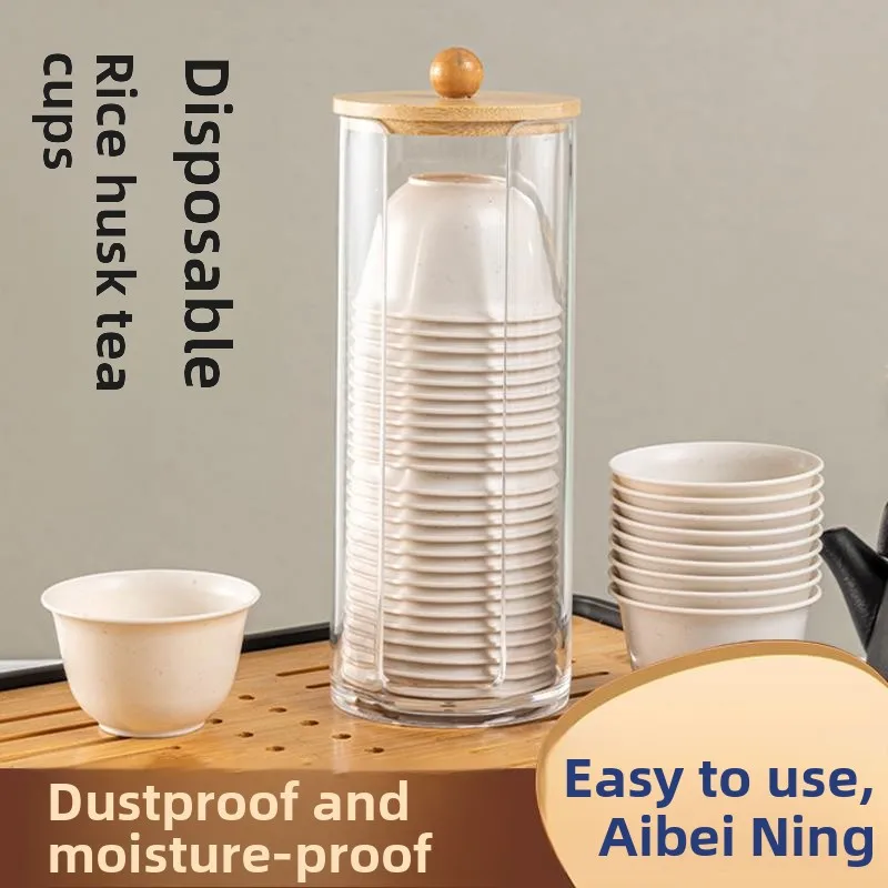 

Термостойкая одноразовая чашка для чая Гунфу с подставкой для хранения, для дома и офиса, из рисовой шелухи