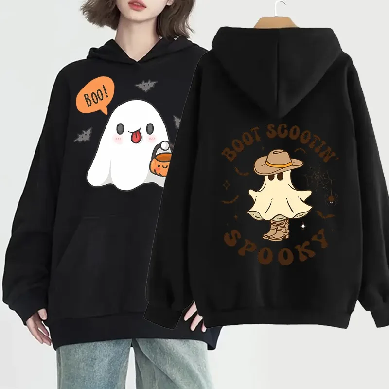 Halloween Ghost Y2k Hoodie Spooky Woman Clothing Hoodies Women\'s Sweatshirts Casual Halloween Long Sleeve Kawaii Ghost Hoodies