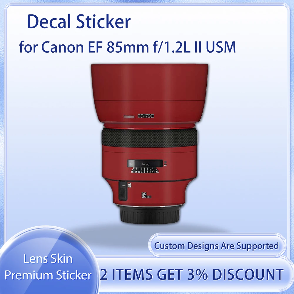 

EF85f1.2 Наклейка для объектива Canon EF 85mm f/1.2L II USM Наклейка на кожу EF85F1.2L II Защитная пленка Пленка для кожи с покрытием