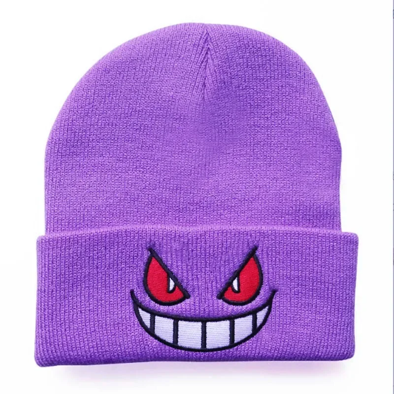 Popular American Anime Cartoon Embroidered Knitted Autumn Winter Warm Hat Wool Hat Gengar Beanies