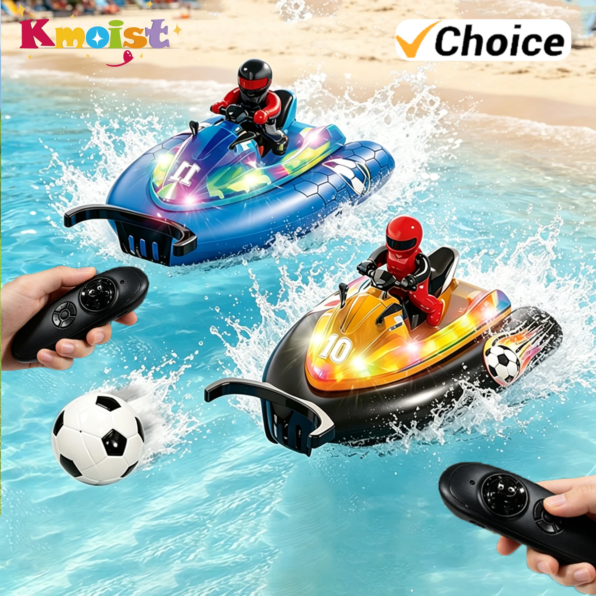 RC Boats 2.4G Remote Control Boat with 1 Ball High-speed Speedboat Water Football Competition Game Children's Toy Birthday Gifts