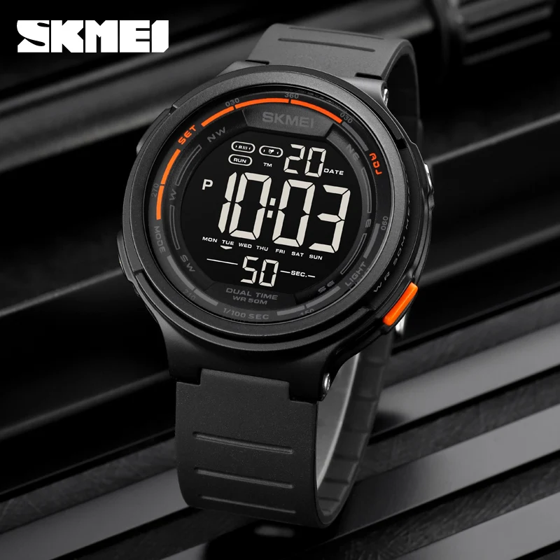 Jam Tangan Digital Pria Tampilan Lampu Belakang Olahraga Pedometer Stopwatch Jam Tangan Hitung Mundur Jam Perhitungan Kalori Kalender