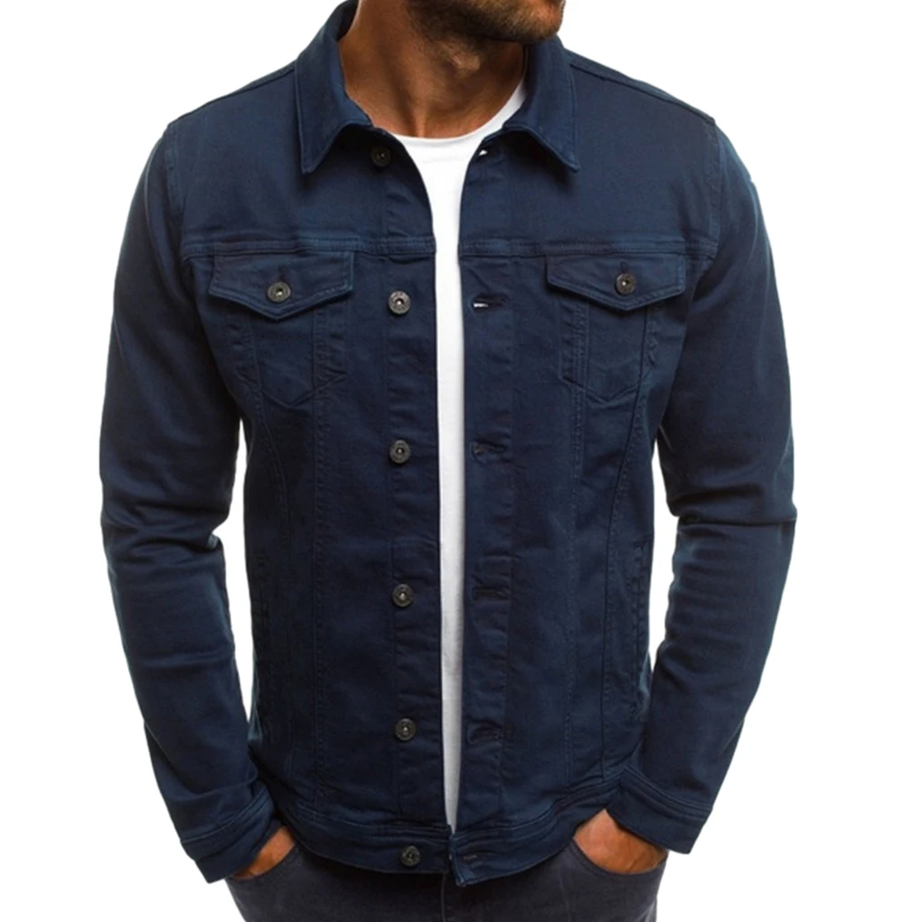 Stay Comfortable And Stylish With Lightweight Denim Jacket For Men Breathable Men Denim Jackets dark blue M