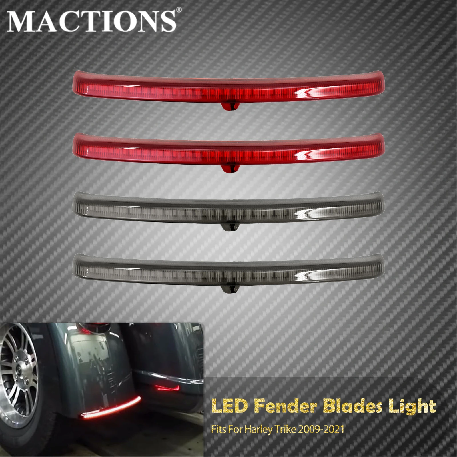 Motorcycle LED Fender Brake Light Rear Blades Running Taillight Lamp For Harley Touring Street Tri Glide Ultra Classic 2009-2021
