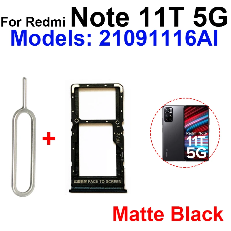 SIM Card Holder Adapter For Xiaomi Redmi Note 11T 11TPro Plus 5G SIM Card Tray Slot SD Card Reader Replacement Spare Repair Part