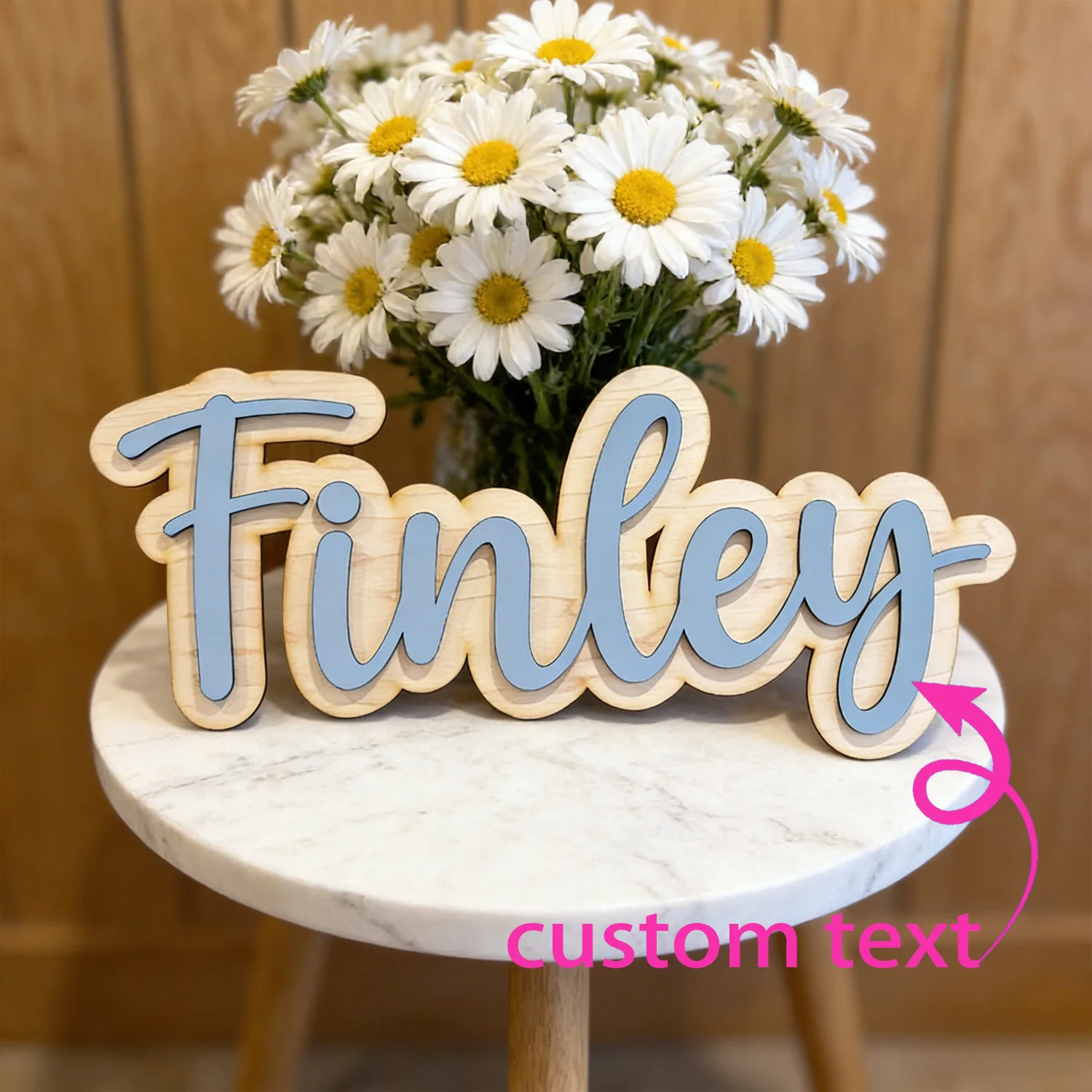 1pc Personalized Double-layer Wooden Surname Brand, Multi Scene Decoration Gift, Birthday Gift, Customized Wooden Souvenir