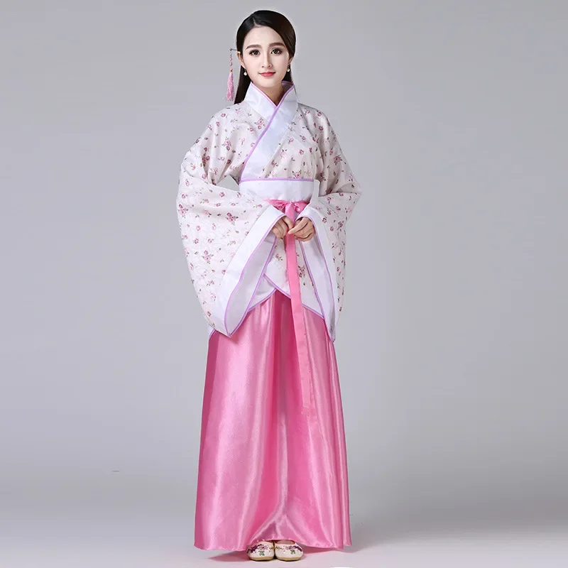 Traje de bata de seda china para niñas y mujeres, Kimono chino tradicional Vintage étnico antiguo, traje de baile, conjunto Hanfu Cosplay