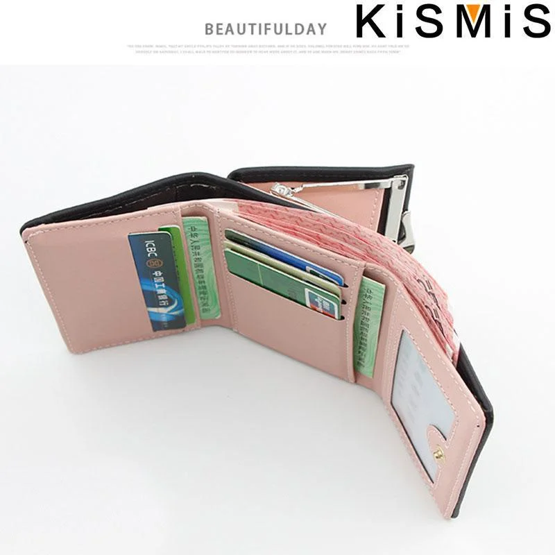 KISMIS Women\'s Short Wallet - Small Coin Purse with Hasp and Zipper, Cute Ladies\' Card Purses