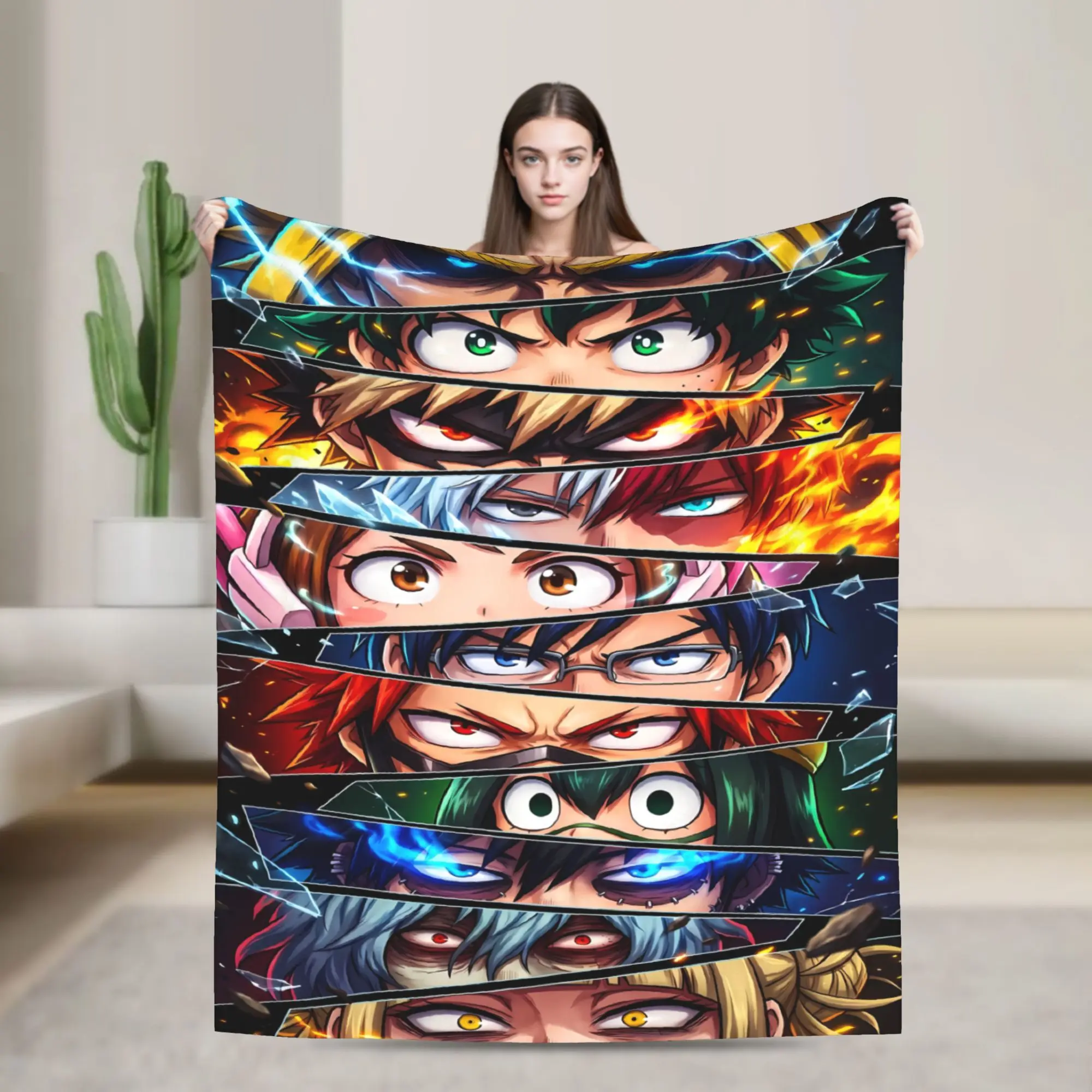 MHA Heroes Color Montage Soft Warm Blankets My Hero Academia Students Plush Bedding Throws Flannel Bedspread Sofa Bed Cover