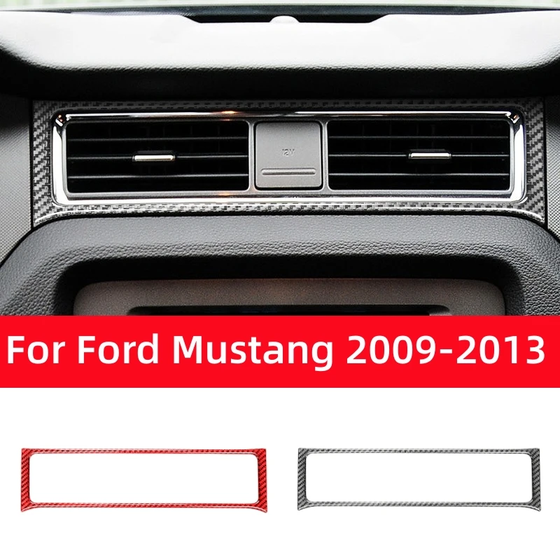 

Для Ford Mustang 2009-2014 аксессуары из углеродного волокна, интерьер автомобиля, центральная розетка для кондиционера, декоративная рамка, наклейка, накладка