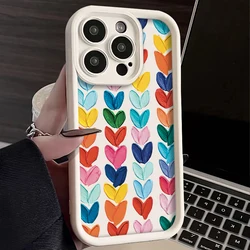 Lovely Rainbow Love Heart Soft Silicone Case for iPhone 14 15 Pro Max 13 12 11 X XS XR 7 8 Plus SE 2020 Shockproof Back Cover