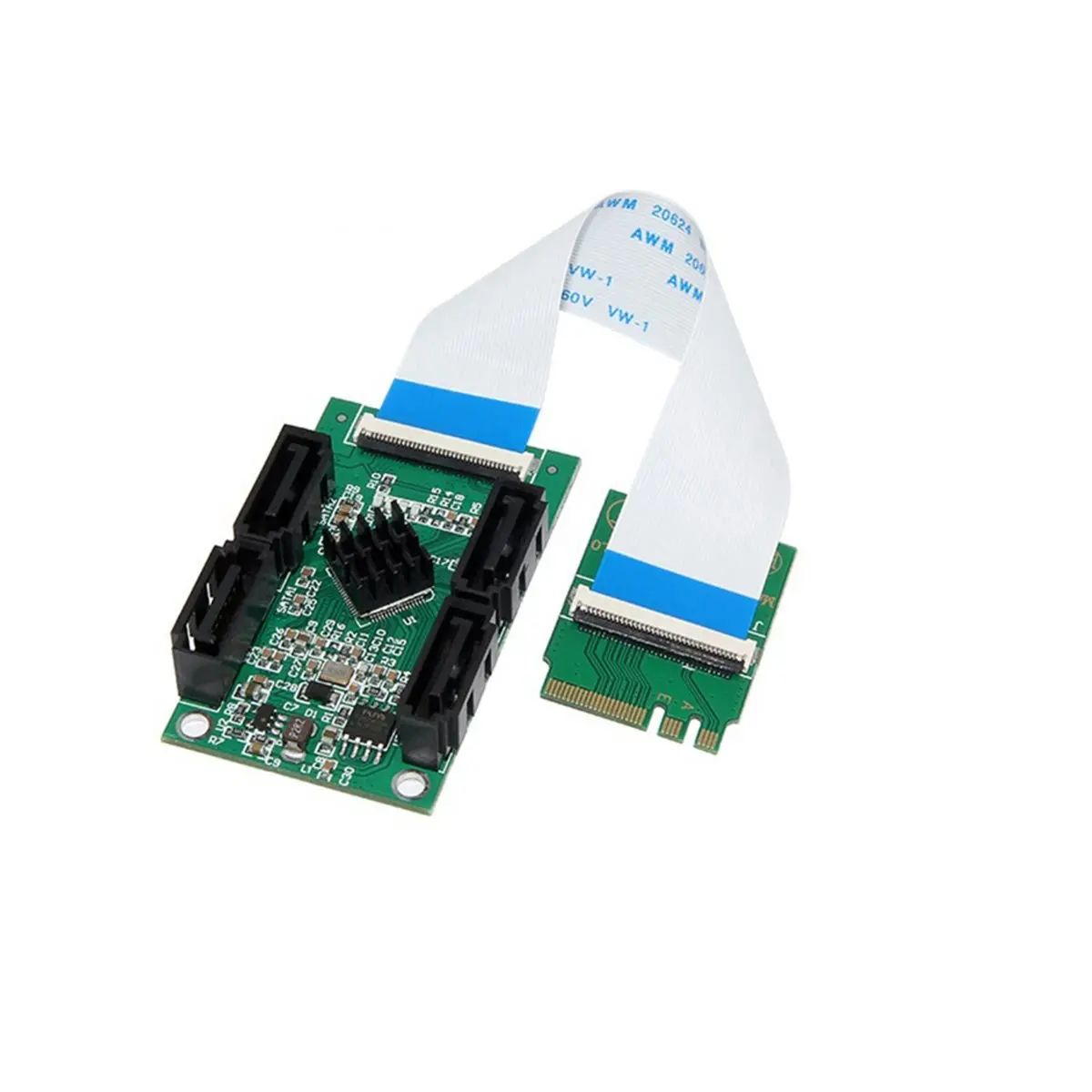N86R M.2 A E Key to 4 SATA3.0 Adapter 10CM Short Cable 6Gbps Expansion for Mini PC/NAS/Industrial SATA SSD/HDD