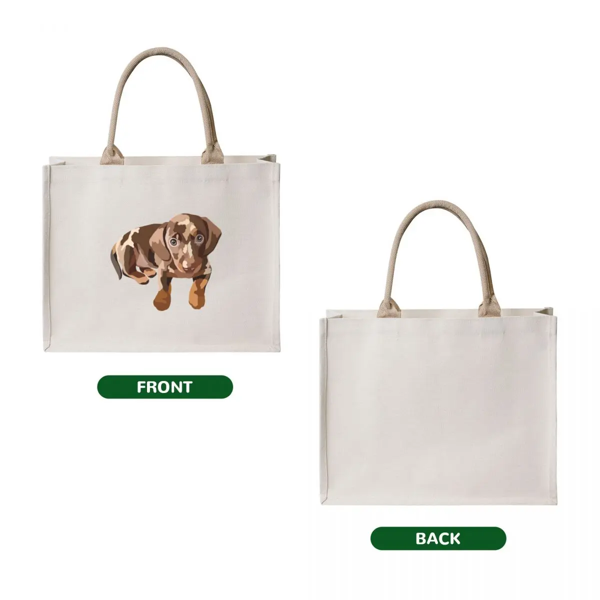 Mini Daschung Puppy Dog Portrait Digital Illustration Tote Bag Shopper bag Gift bags Portable shopping bag