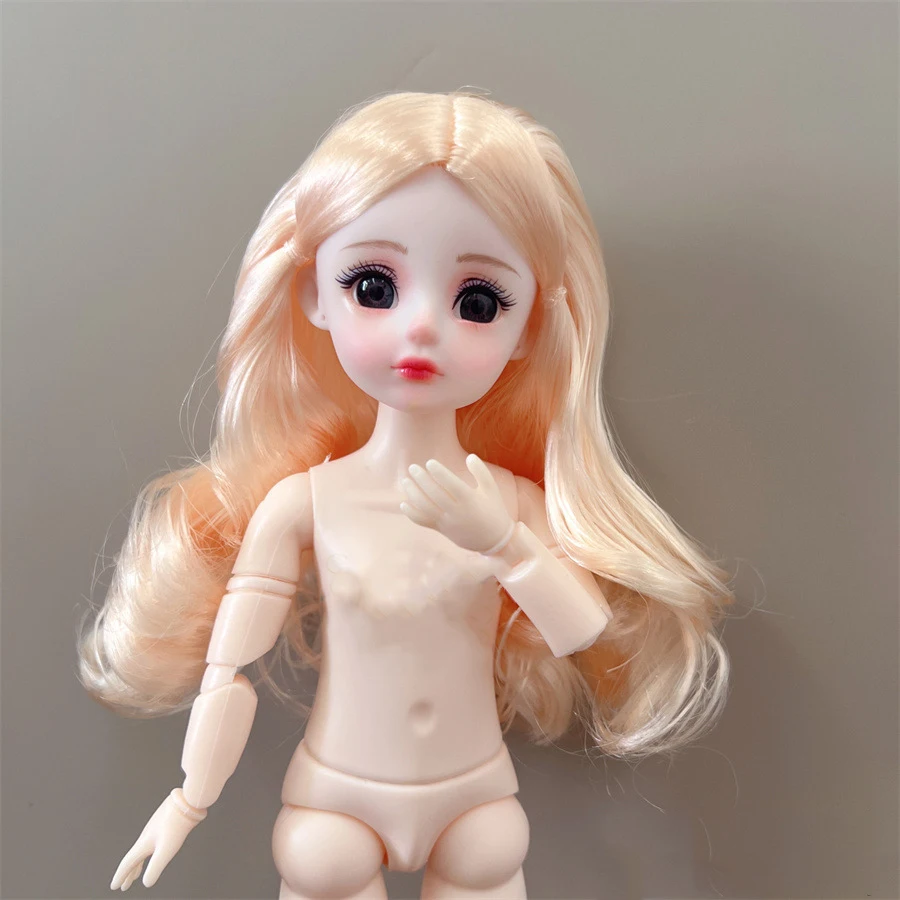 

30cm Nude ​Doll Girl Body 1/6 With Head Brown Golden Long Hair Bjd Doll 3D Simulation Eye 20 Movable Joints Birthday Gift Toys