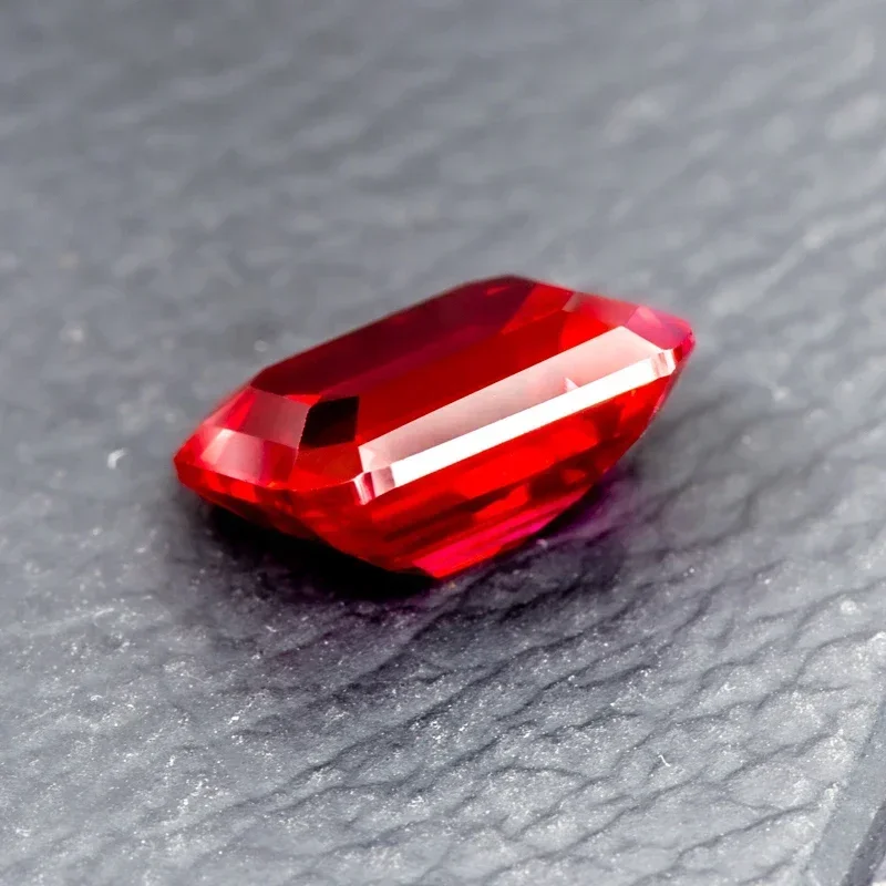 

Lab Grown Ruby Emerald Cut Pigeon Blood Color Small Size DIY Charms Jewelry Main Materials Extremely Shiny Quality
