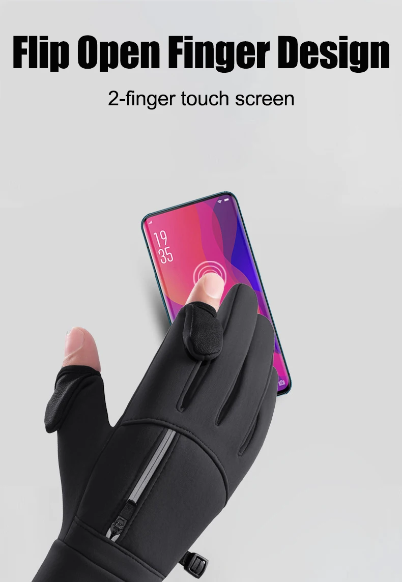 Winter Warme Touchscreen-Handschuhe Outdoor Winddichte Kälteschutz-Handschuhe Herren Radfahren Angeln Ski Handschuhe – Detail 7