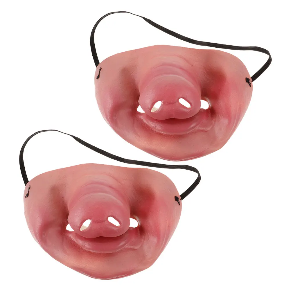 

2Pcs Pig Nose Mask Funny Masks for Adults Half Face Animal Masks Realistic Latex Design Halloween Cosplay Props Pink