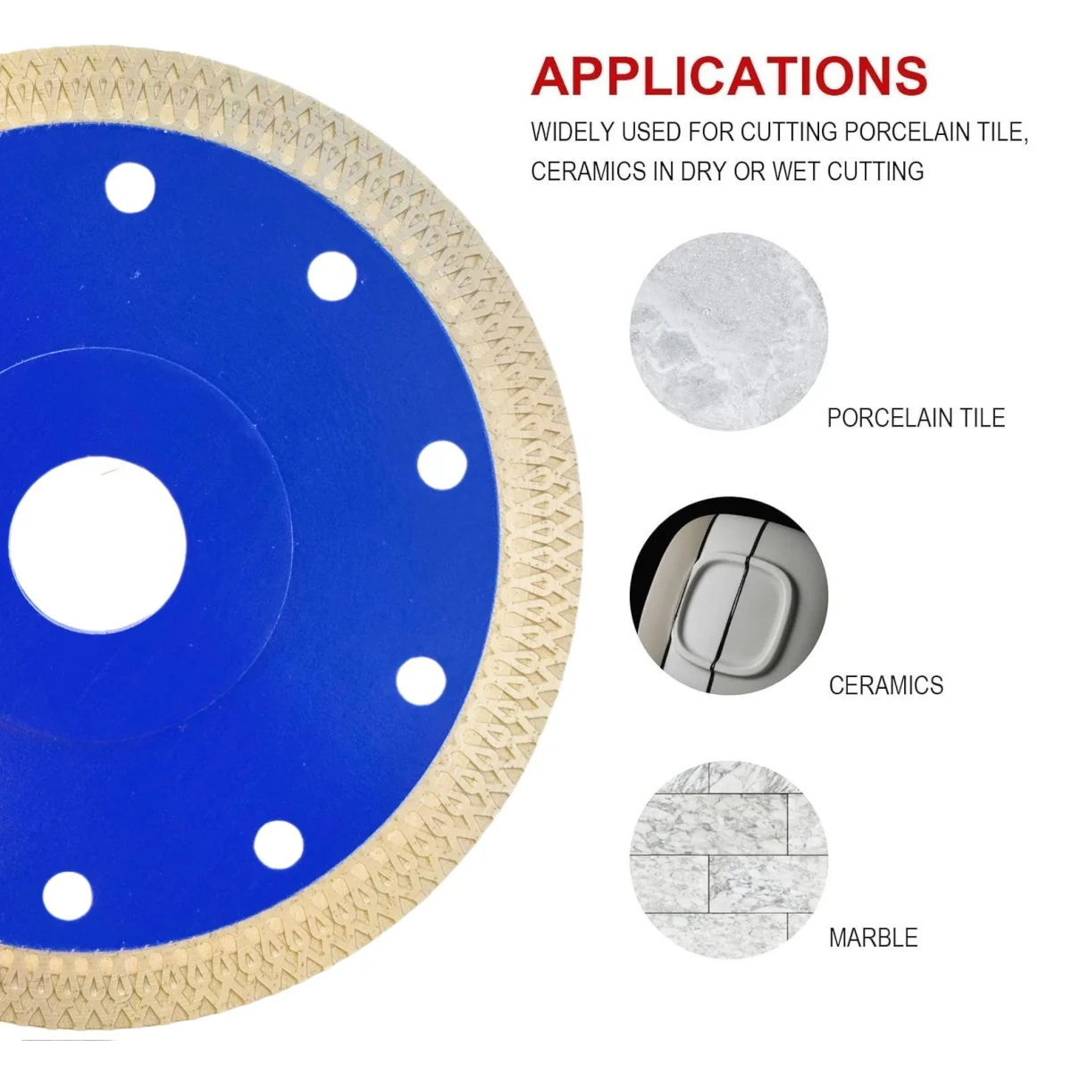 磁器タイル、花崗岩大理石、セラミックの切断用の超薄型ダイヤモンドソーブレード、アングルグラインダー用、115mm、125mm、1個