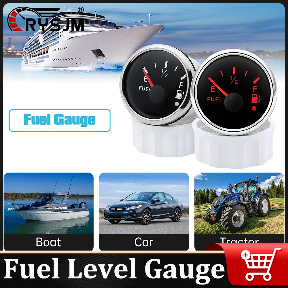 

12V24V 52mm Car Fuel Level Gauge 240-33ohm 0-190ohm Marine Boat Auto Meter Car Accessories with Warning Light For Universal Car