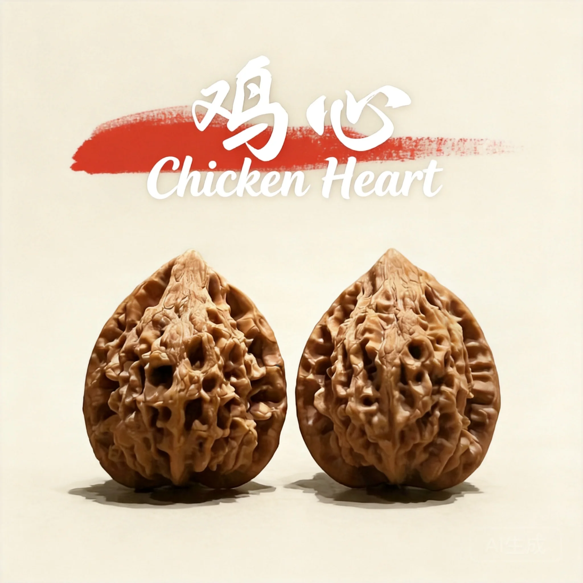 Chinese Traditional Lucky Blessing Chicken Heart Shaped Wenwan Walnut 1 Pair Fortune Hand Massage Collectible Fidget Toy Natural