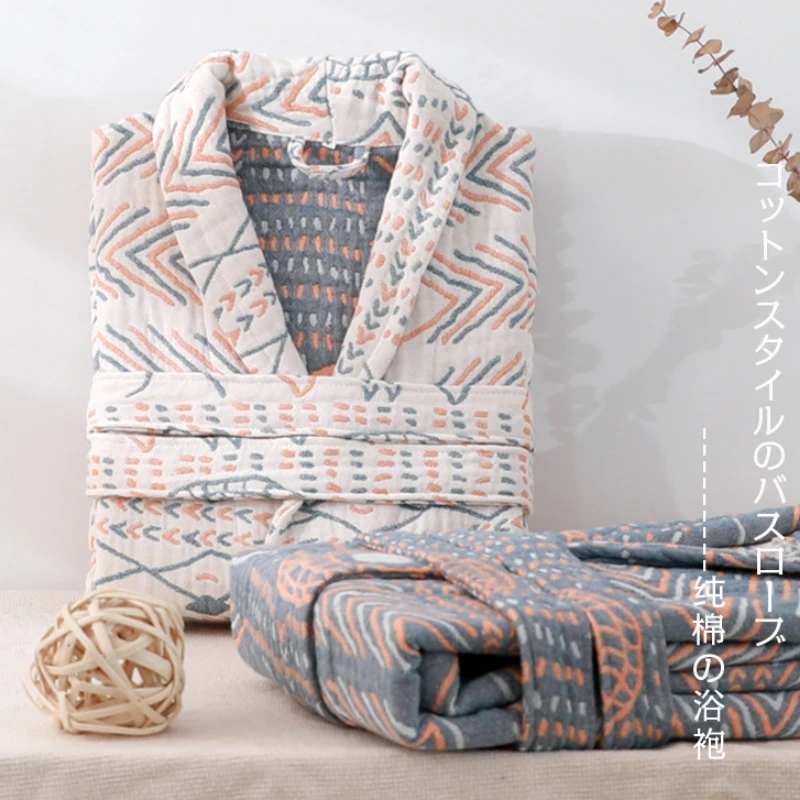 Puro cotone garza ispessito coppia accappatoio a maniche lunghe indumenti da notte autunno e inverno pigiama caldo pigiama accappatoi per adulti