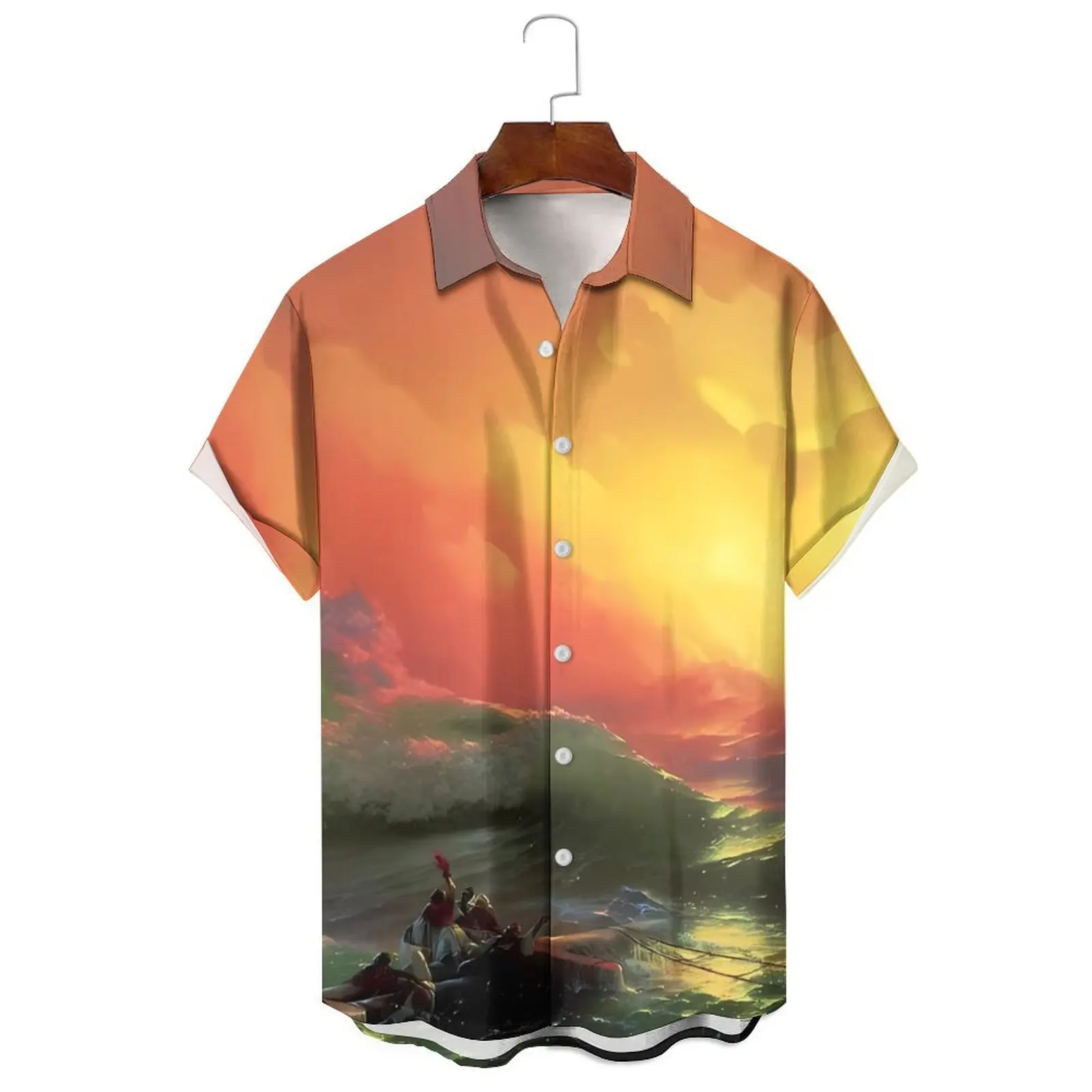 

Summer Fashion Men/Women Breathable Casual Loose Simple Oil Painting Illustration Irregular Solid Color Short-Sleeved Shirt