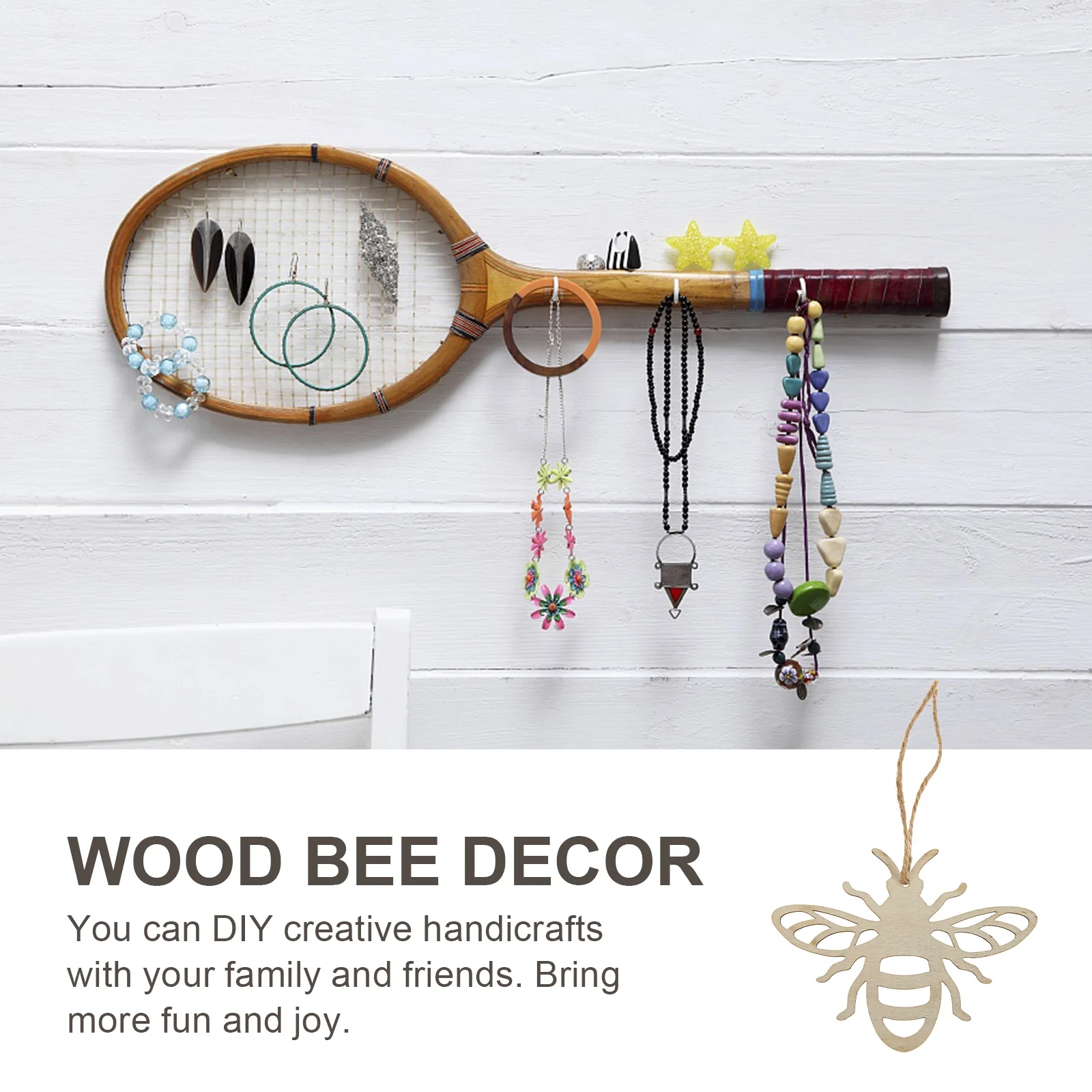 

30Pcs Wooden Bee Shaped Ornaments Unfinished Natural Wood Slices for DIY Craft Party Decor Hanging Pendants Home School Festival