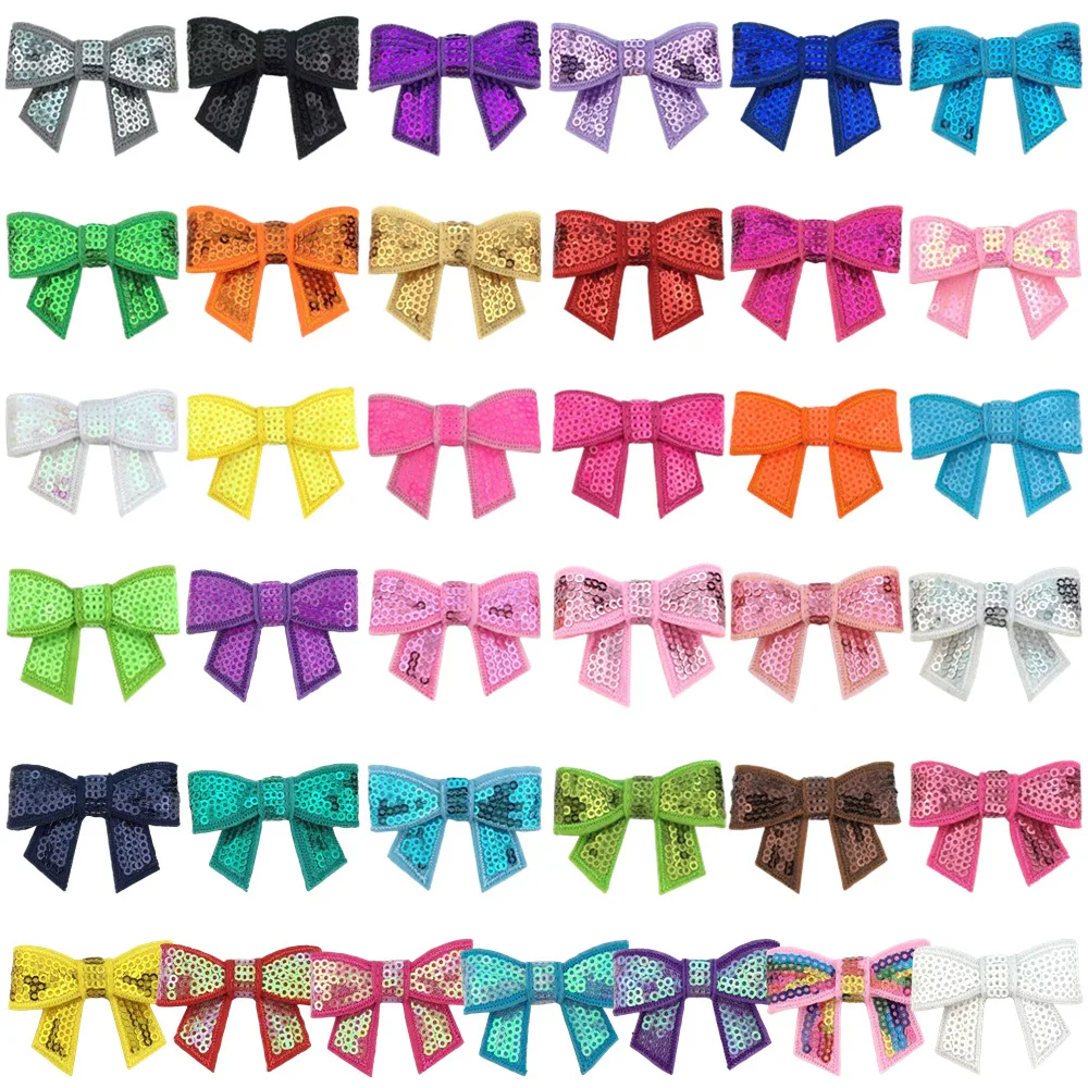 

5,5 см детские аксессуары для волос 4 см вышитый блестящий бант с блестками блестящий галстук-бабочка из бисера 36 цветов на складе