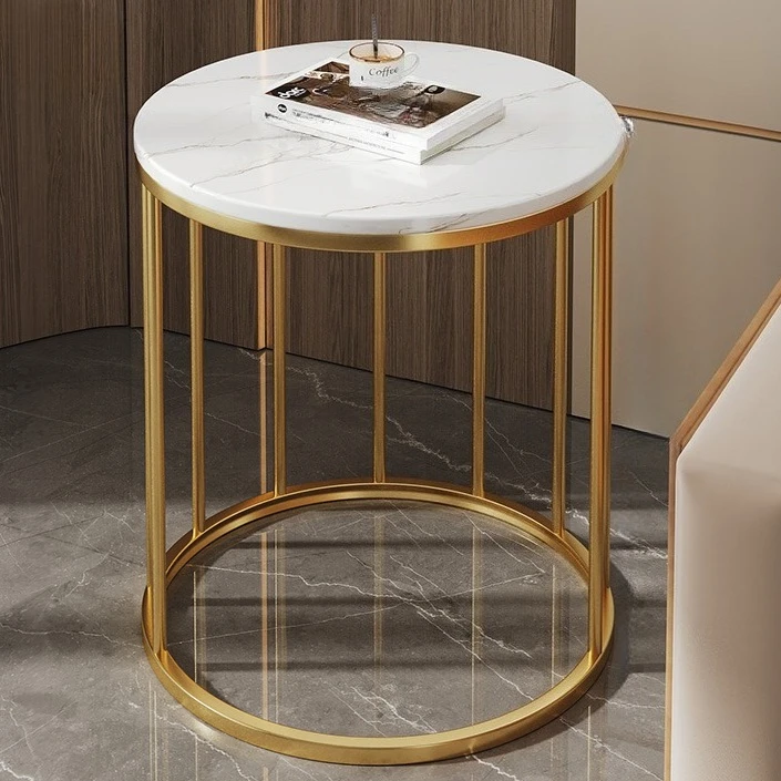 寝室用小型ベッドサイドテーブル 家庭用丸型北欧風高級家具 ポータブルコーヒーテーブル モダンなコーヒーテーブル