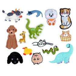 10pca Cartoon Animal Patches Clothes Bags Hats Shoes DIY Thermoadhesive patch Logo Iron On Embroidery Appliques Badge
