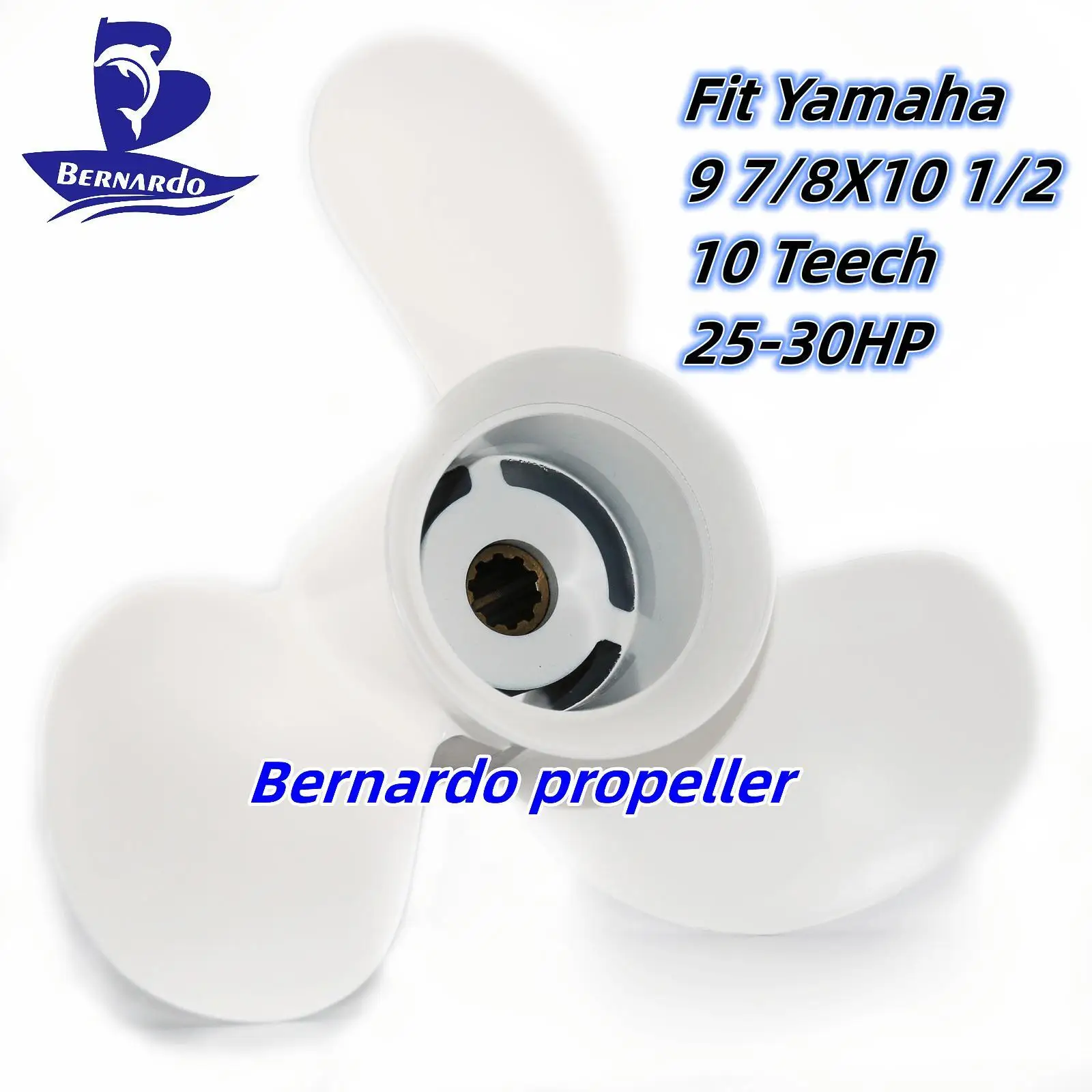 Bernardo 9 7/8x10 1/2 Fit Yamaha Boat Propeller Outboard Engines 20 25 30HP Aluminum Alloy Screw 3 Blades 10 Tooth Spline RH