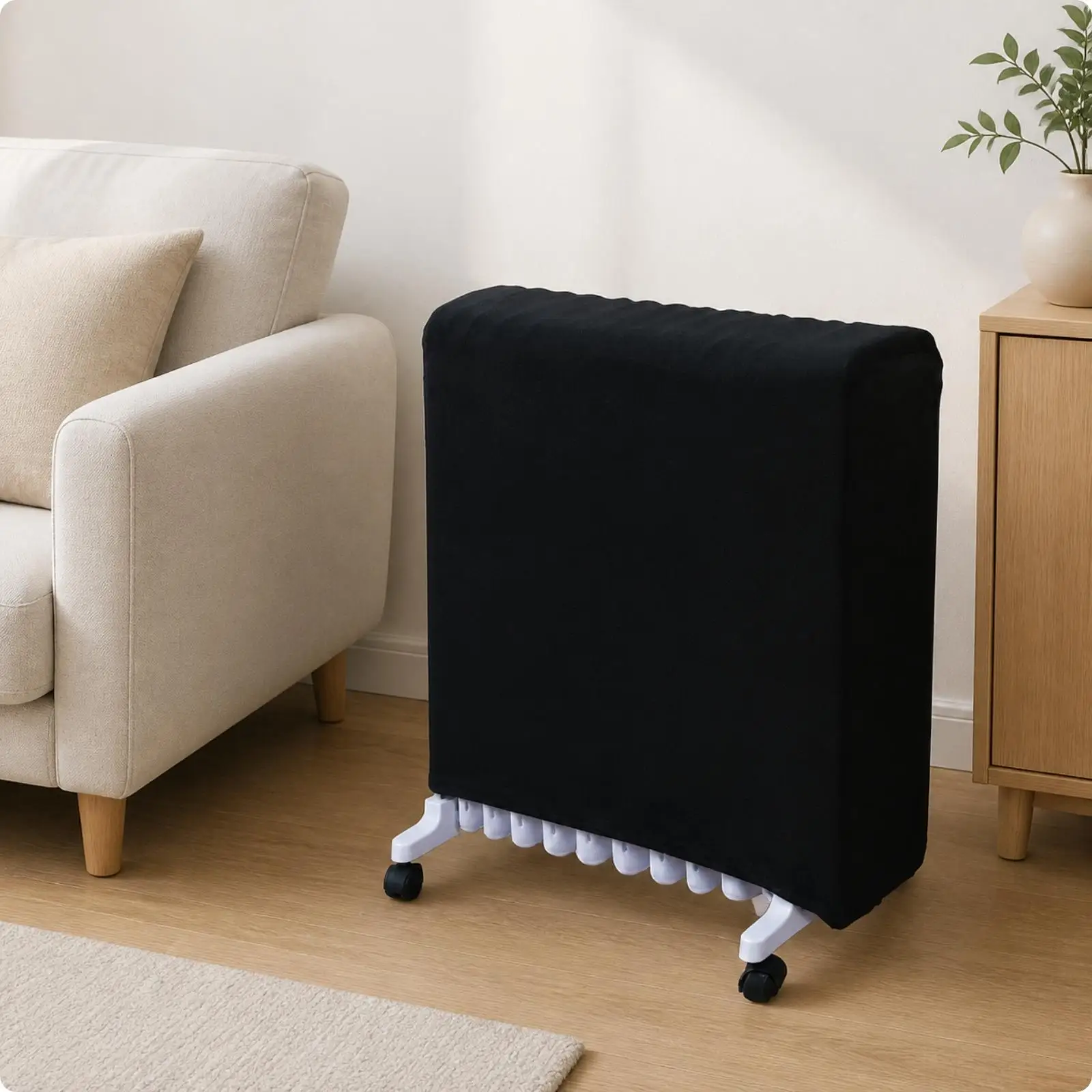 Large Heater Protector Cover Milk Silk Dust Guard for Oil Radiator Washable Full Coverage Drawstring Closure Anti Dust Home