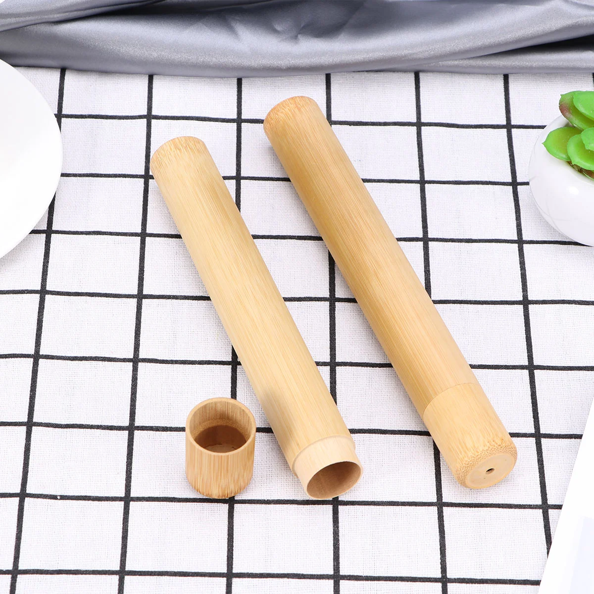 2 Pcs Toothbrush Case Toothbrushes Tube Portable Storage Simple Wooden Bamboo Child Travel