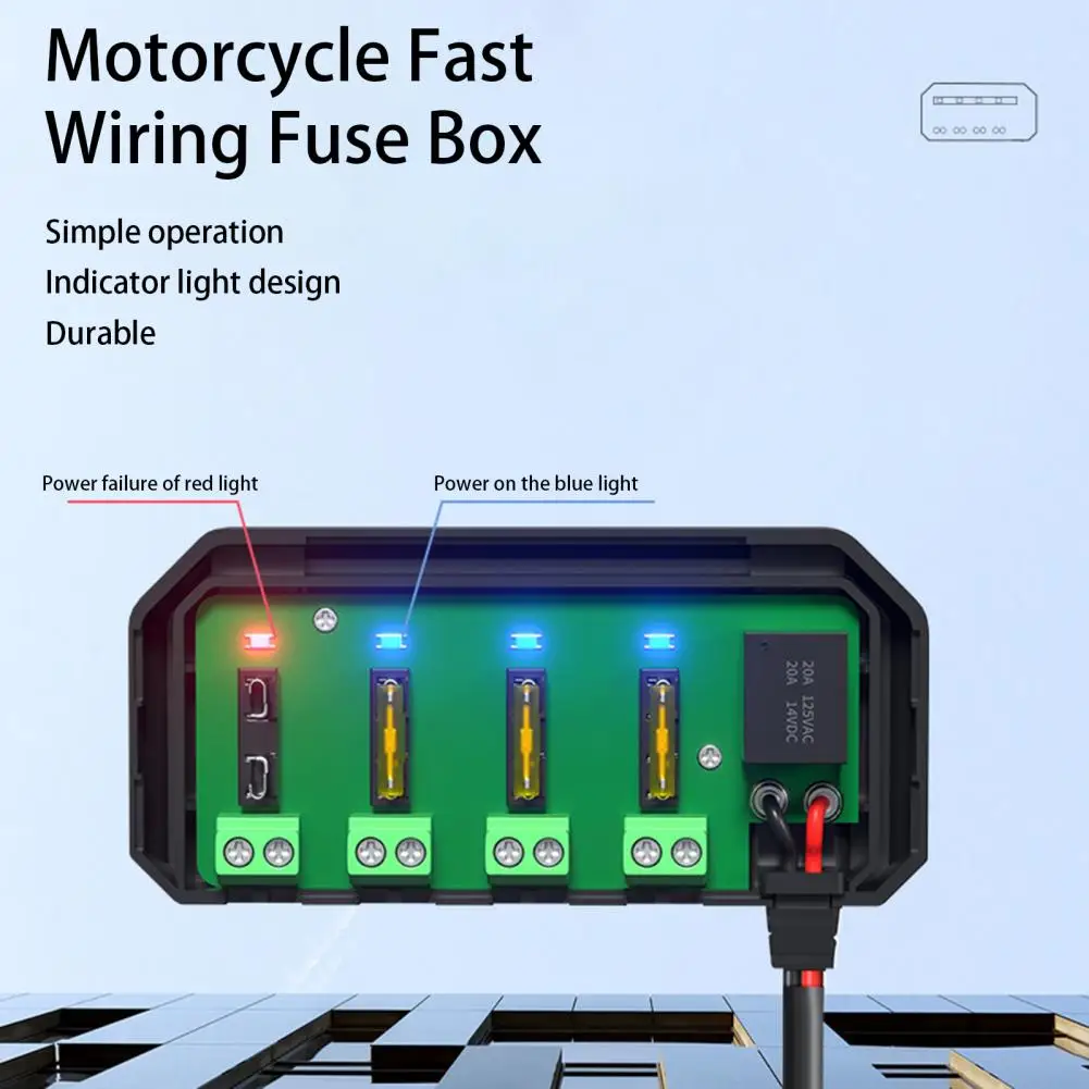 Fuse Box Indicator Light Design Good Insulation Heat-resistant Ensure Circuit Operation 4-Way Car Fuse Box for Motorcycle