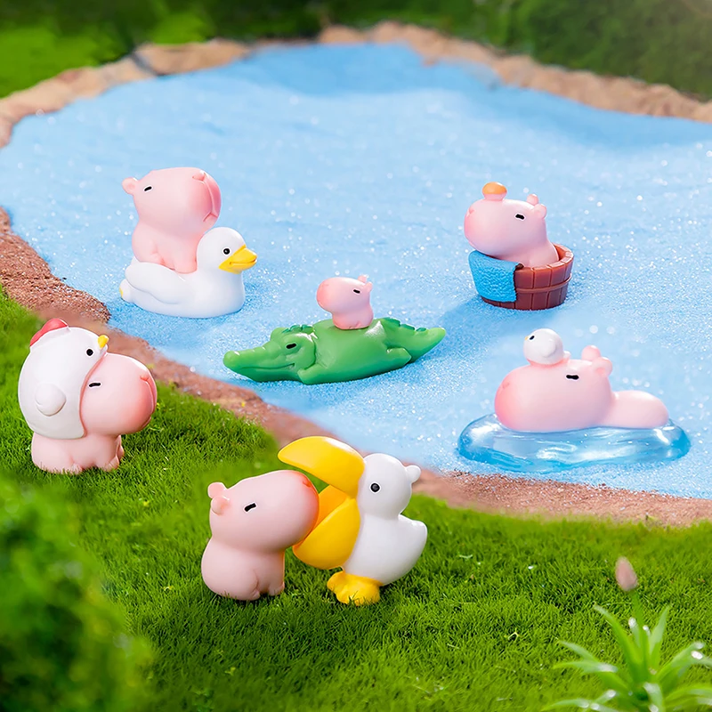 Modelo de animales de simulación de capibara, Mini figuras de acción de capibara, decoración del hogar, regalo para niños, microadorno de paisaje DIY