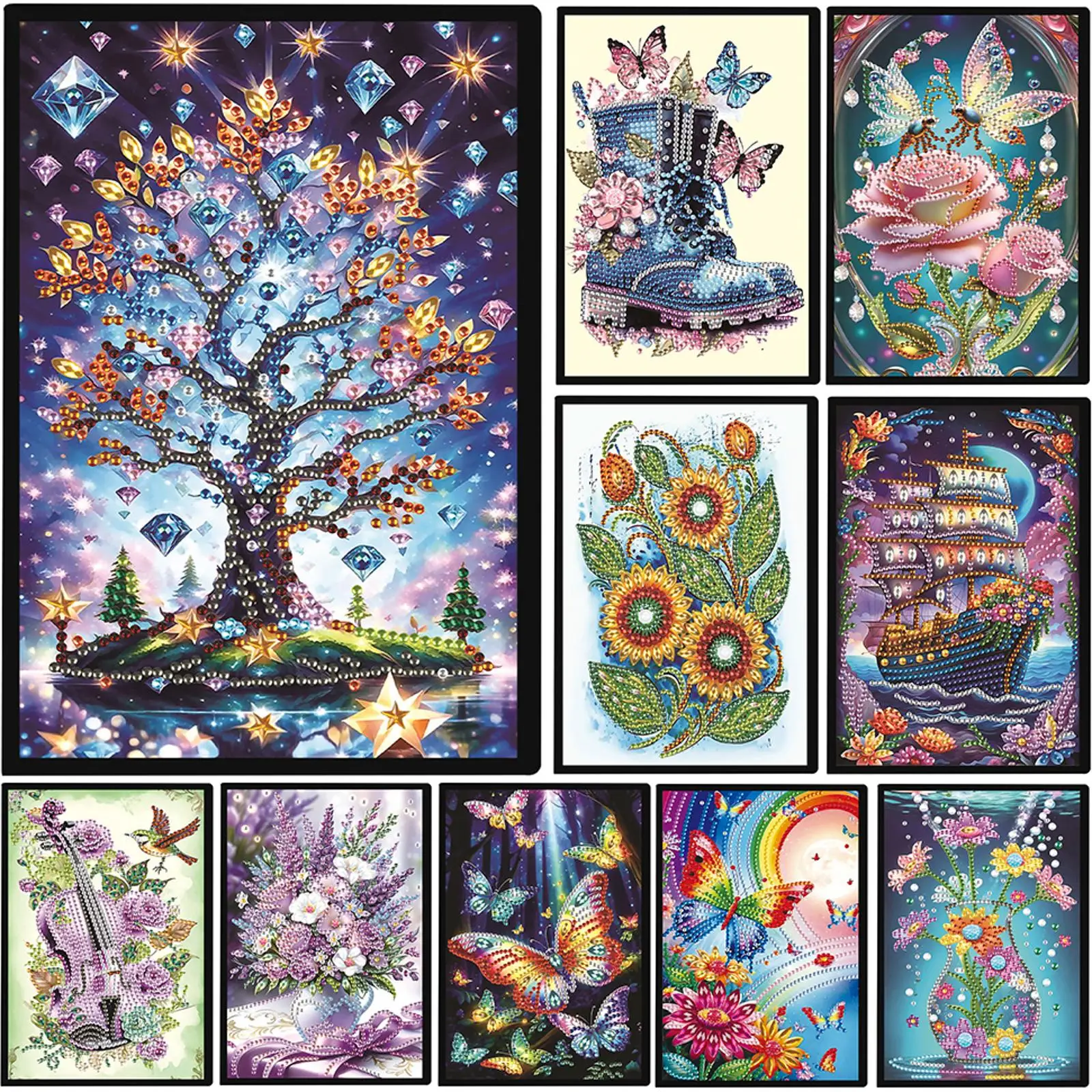 

50-Page A5 Size 5D DIY Diamond Art Painting Notebook Kit 50 Pages Crystal Notepad Sketchbook for DIY Gifts and Festive Occasions