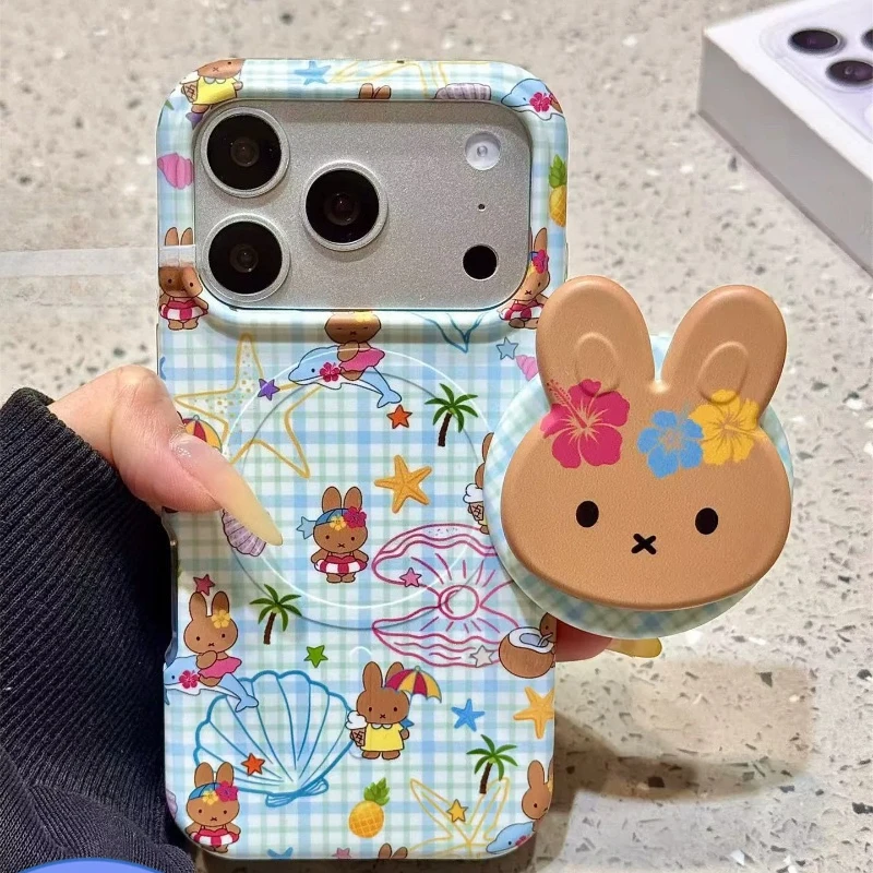 Miffy Kawaii Anime Black Skin Illustration Magnetic Attraction Support 2-in-1 for Iphone17 Series Phone Case New Model Anti-fall